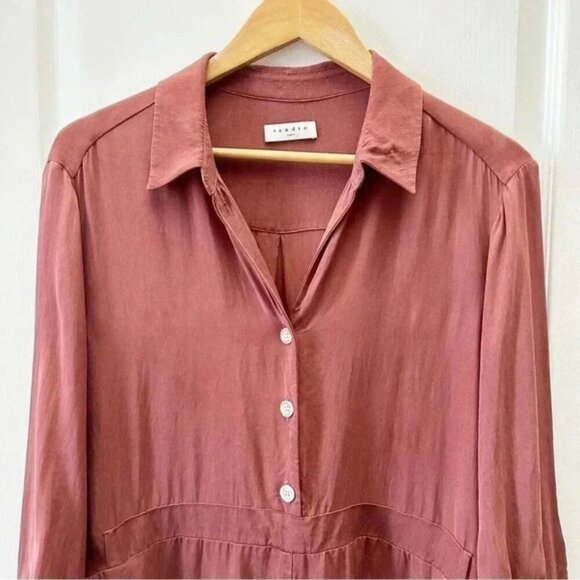 Sandro Paris Romper Feu Side Tie Playsuit Shorts Jumpsuit Cinnamon EU36 US4 - Picture 6 of 16